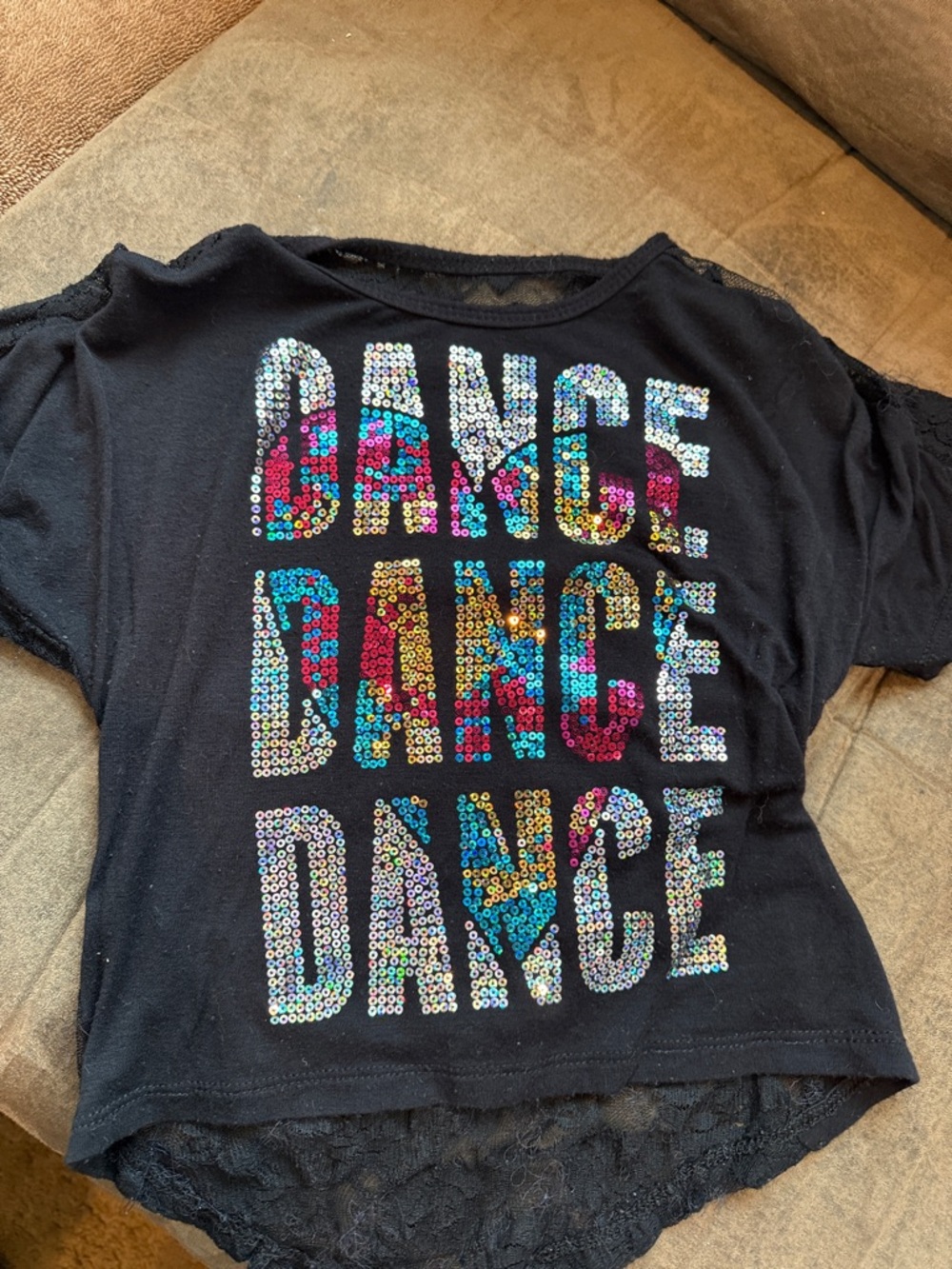 Black Sequin 'Dance' Girls Costume Top